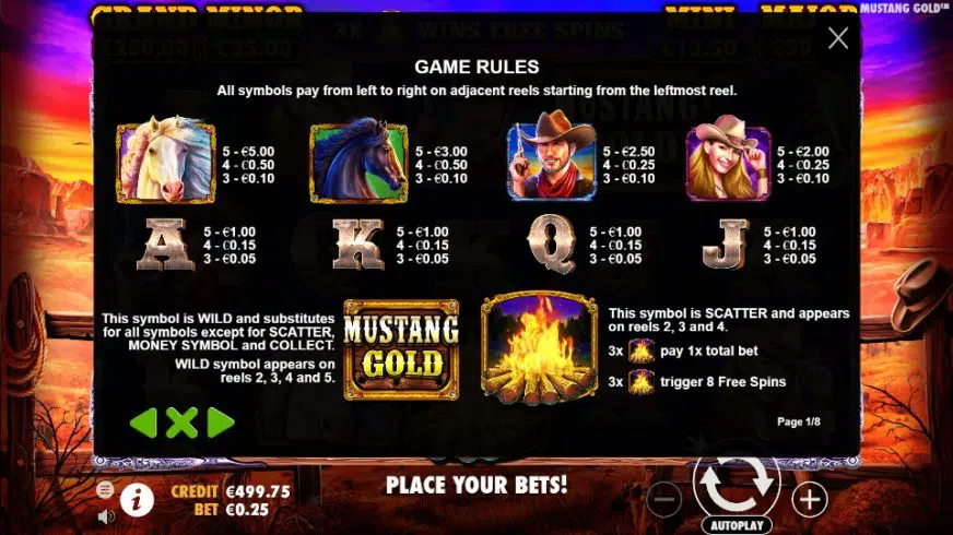 Mustang Gold Free Spins Gameplay Screenshot