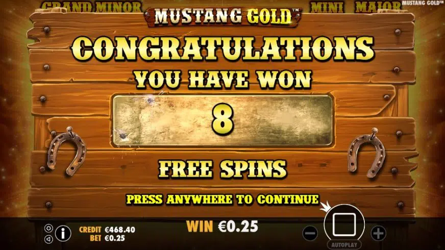 Mustang Gold Free Spins